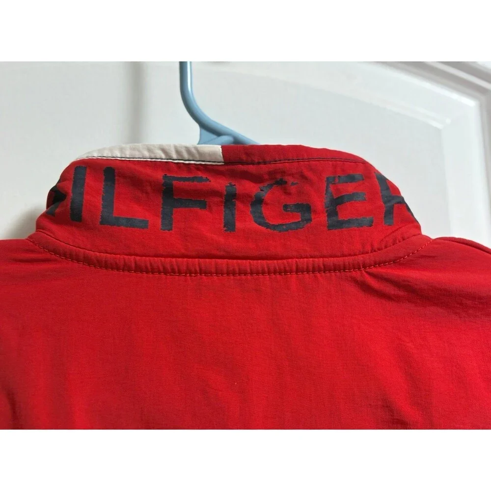 Tommy‎ Hilfiger jacket fleece lined red blue color block  medium
